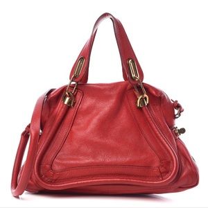 NEW CHLOE Calfskin Medium Paraty in red